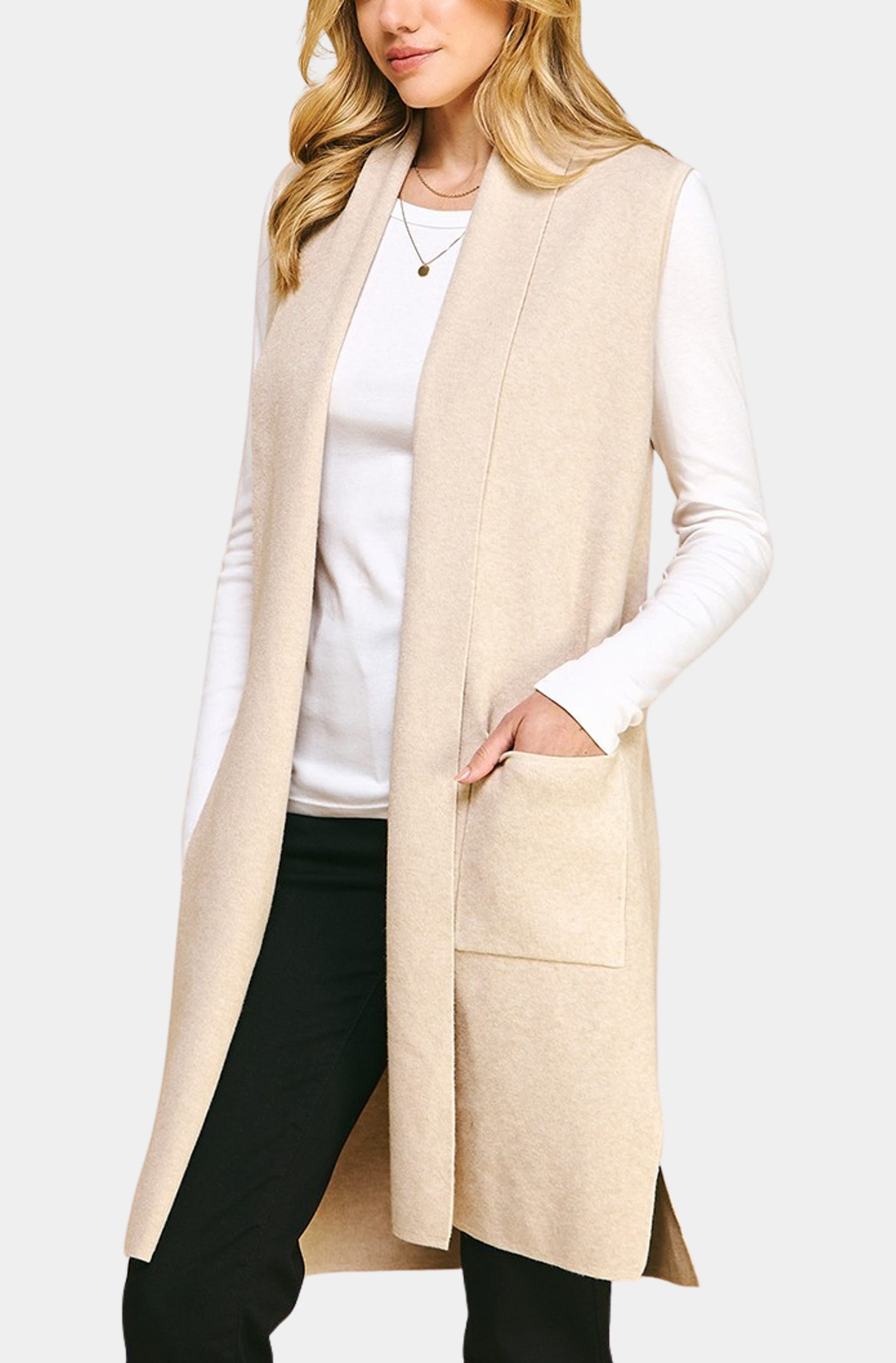 Sleeveless Open Knitted Cardigan