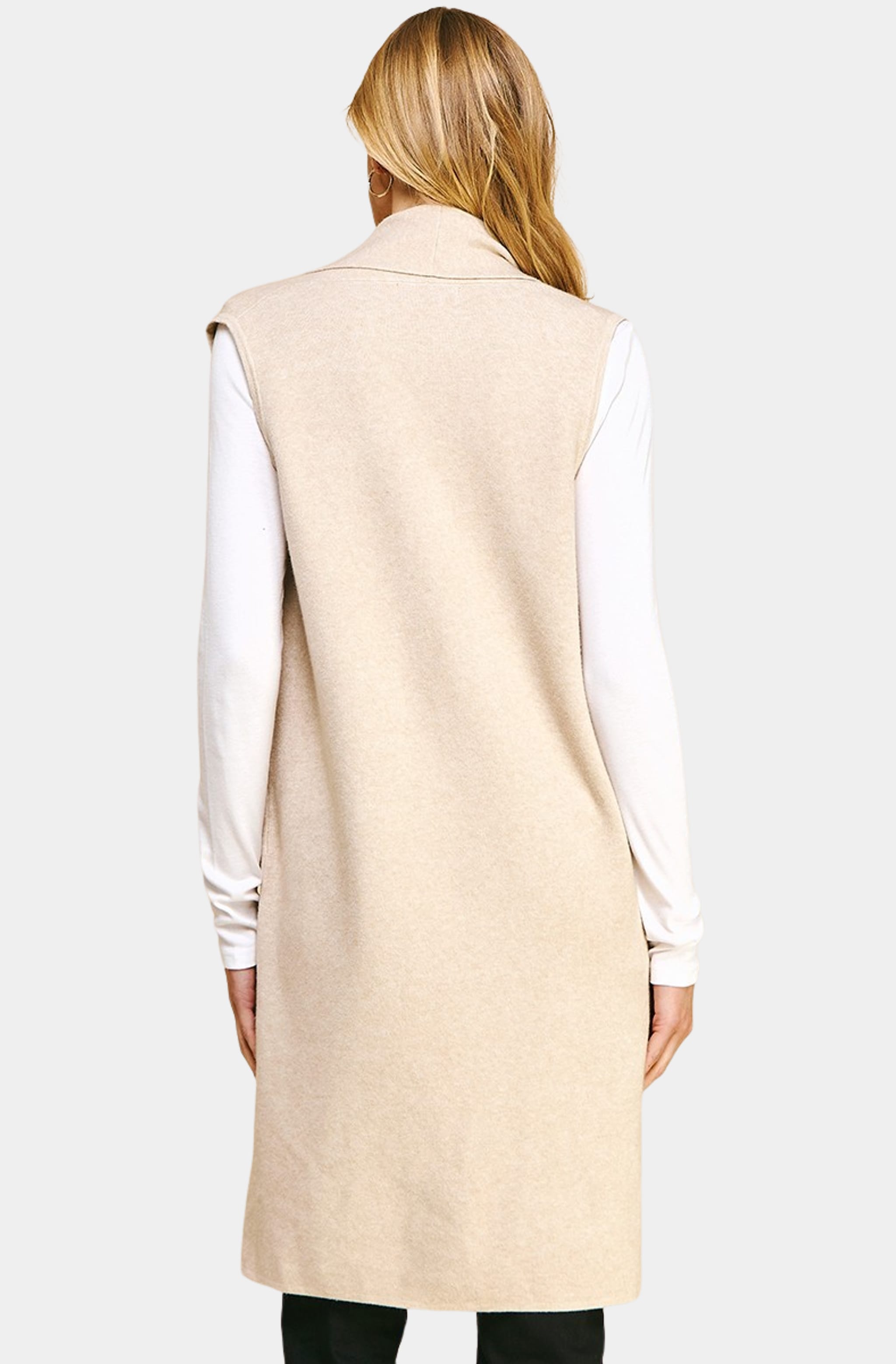 Sleeveless Open Knitted Cardigan