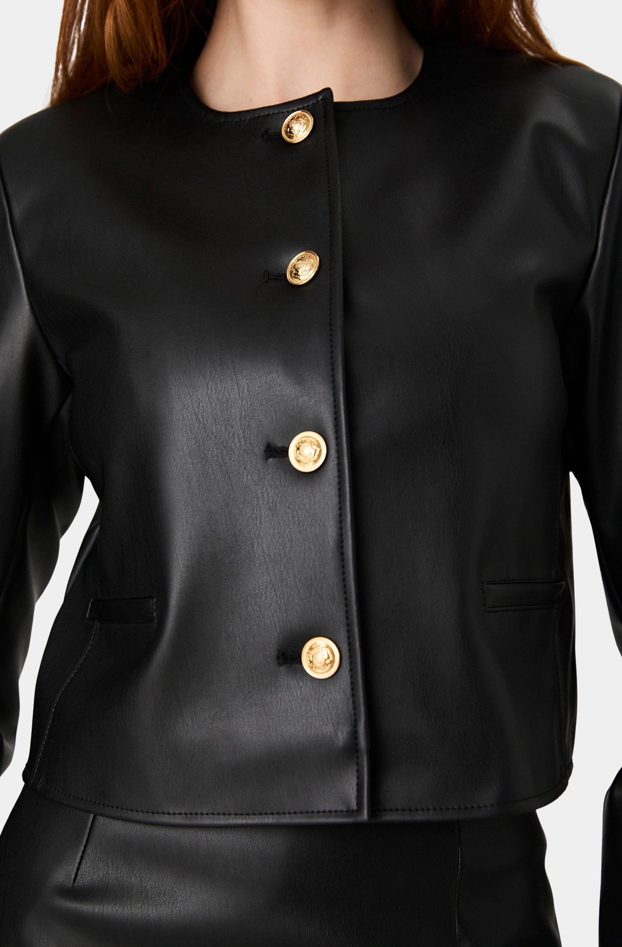 Dessa Faux Leather Cropped Jacket