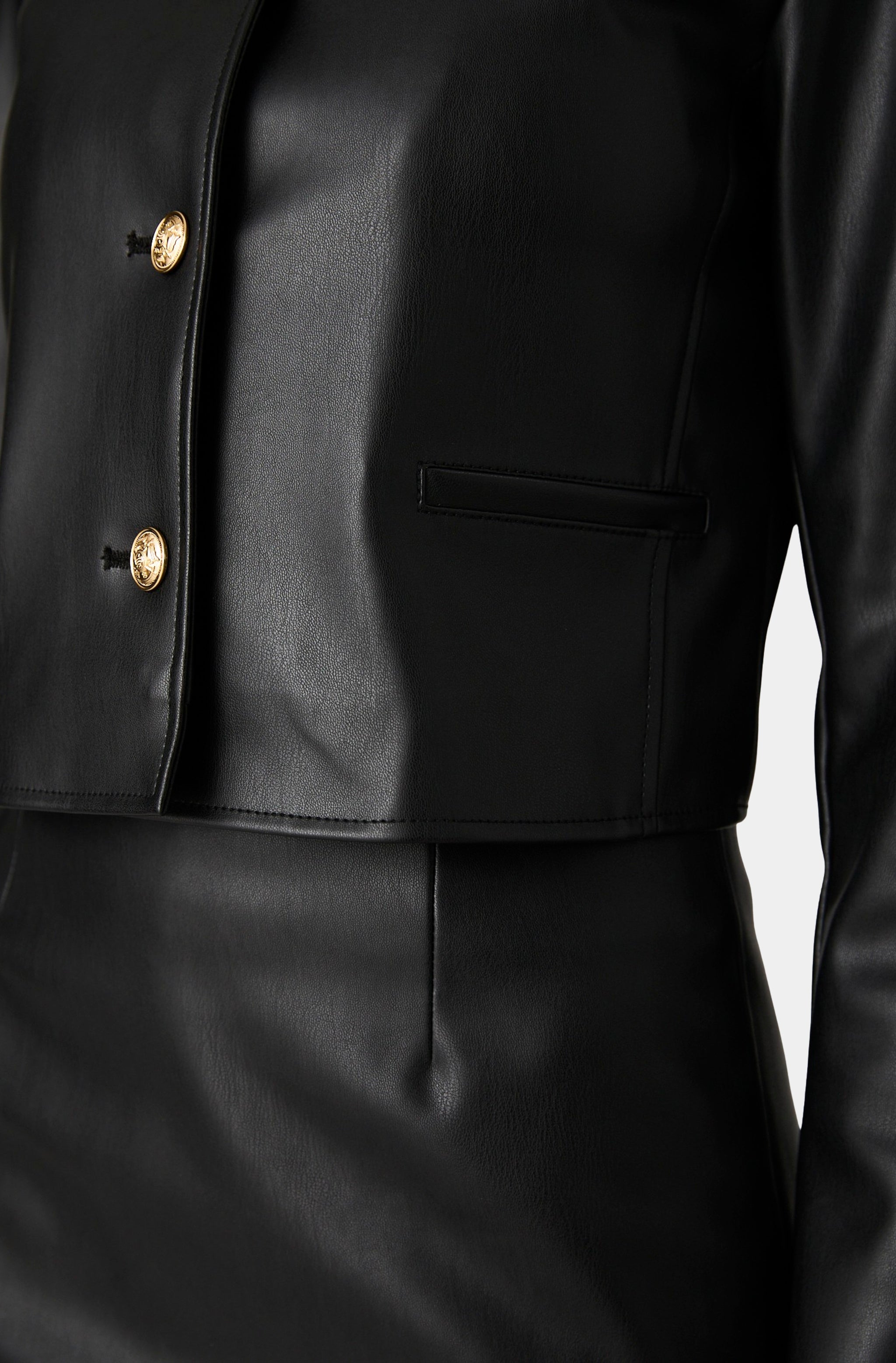 Dessa Faux Leather Cropped Jacket