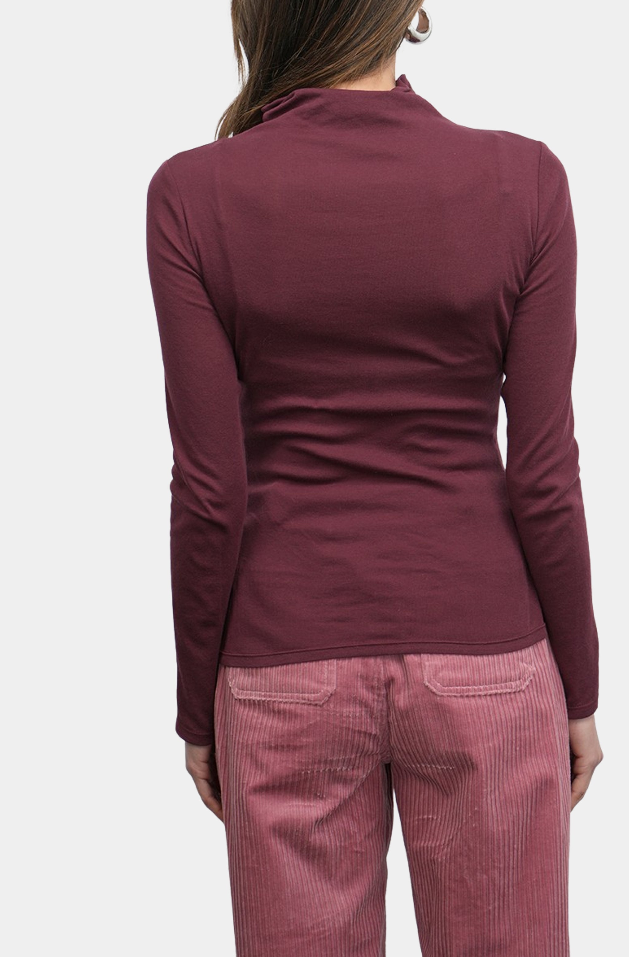 Astra High Neck Long Sleeve Sheer Knit Top