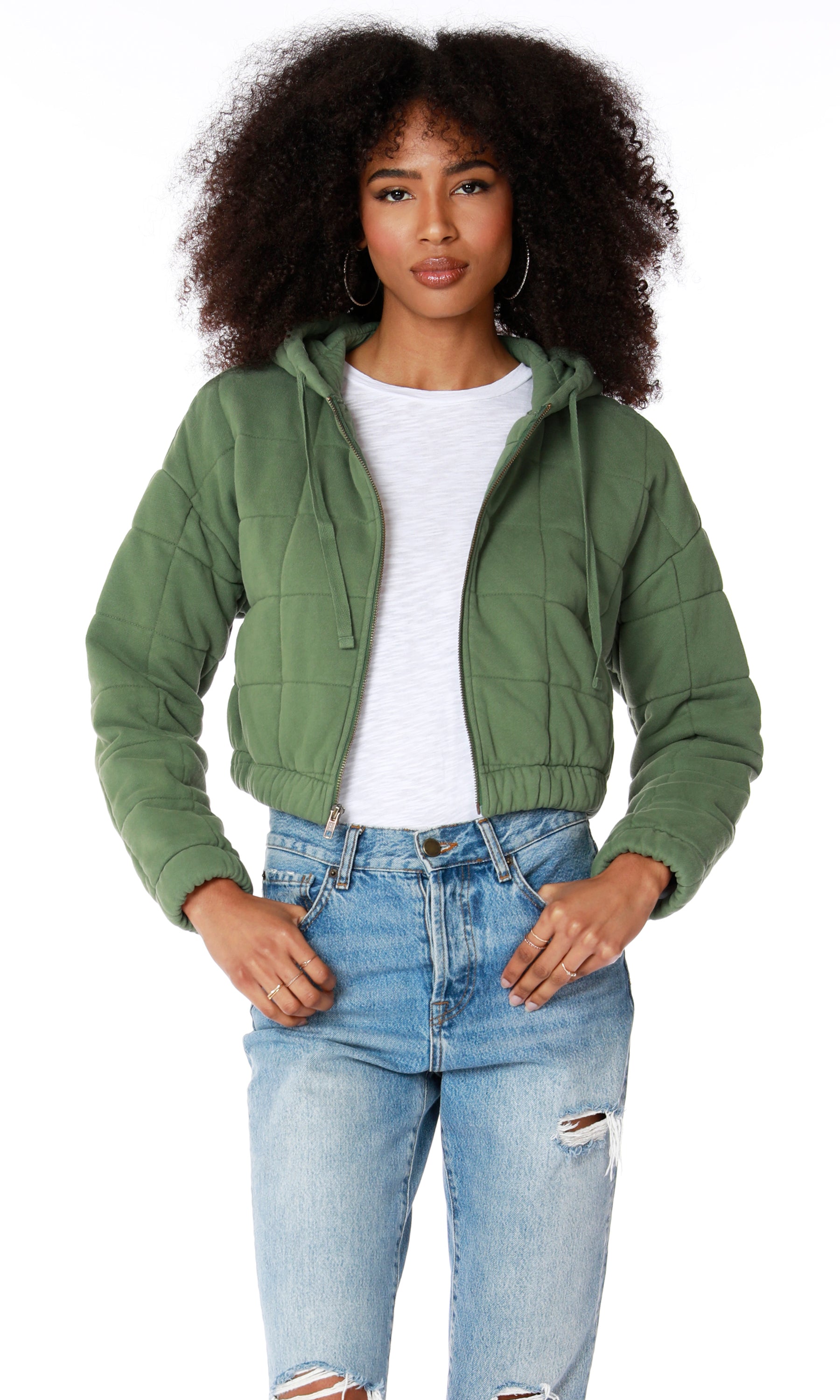 Zip Front Crop Hoodie