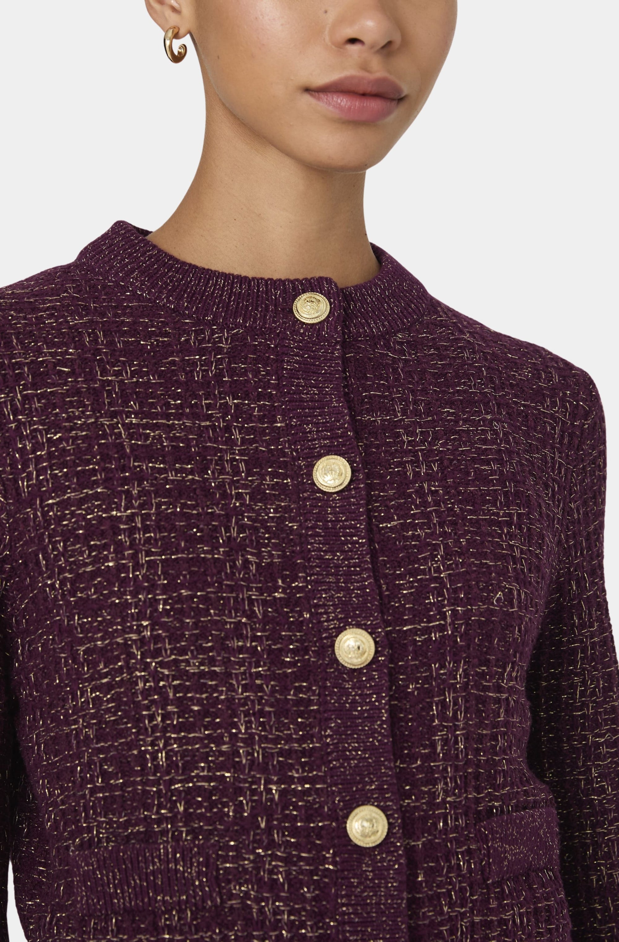 Lurex Tweed Knit Cardigan