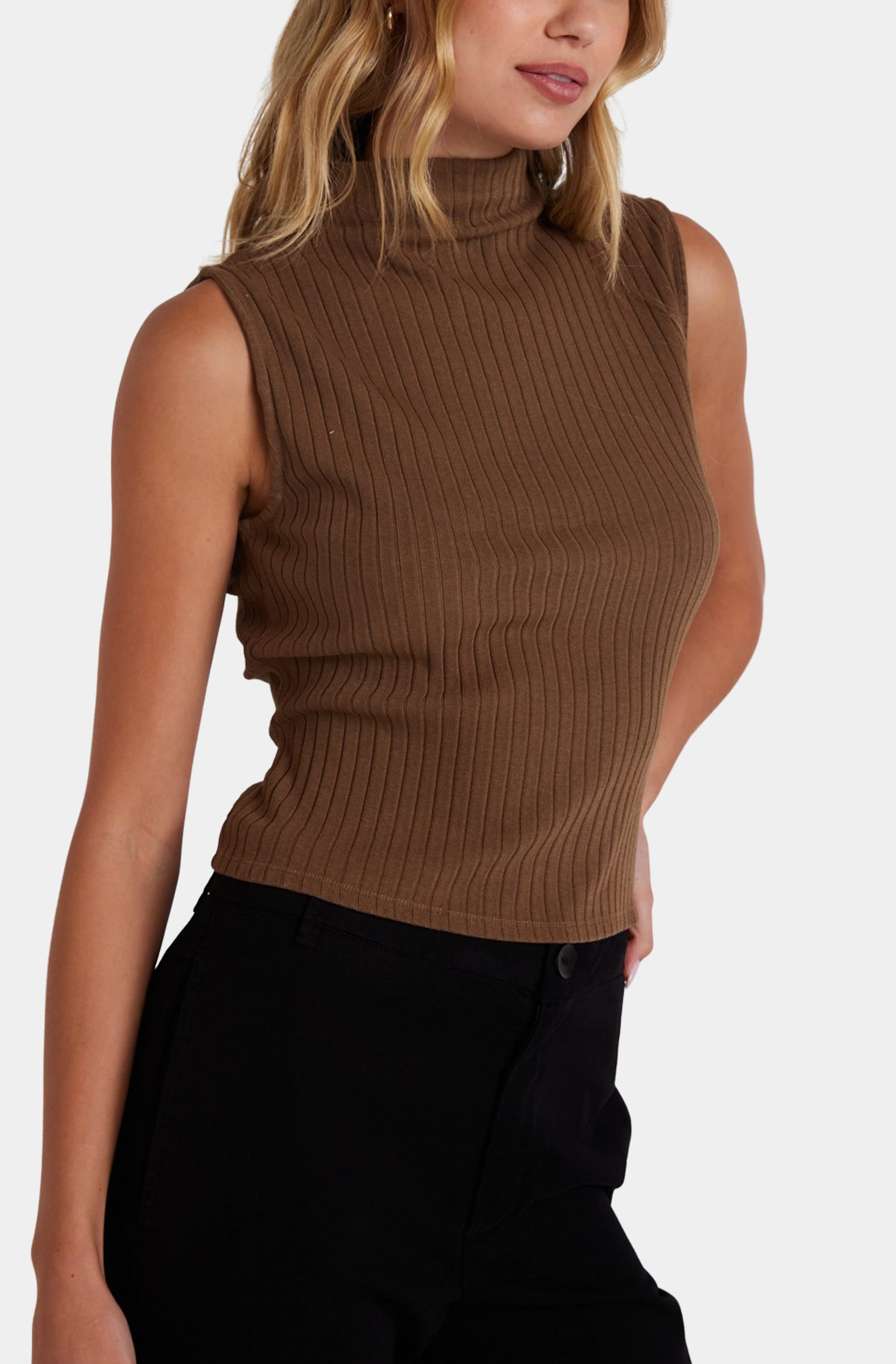 Sleeveless Mock Neck Top