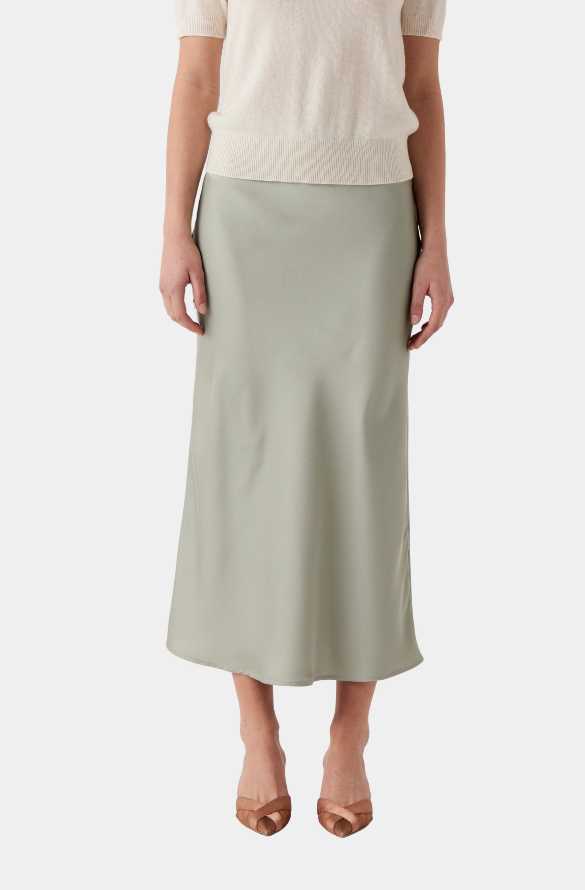 Ava Satin Midi Skirt