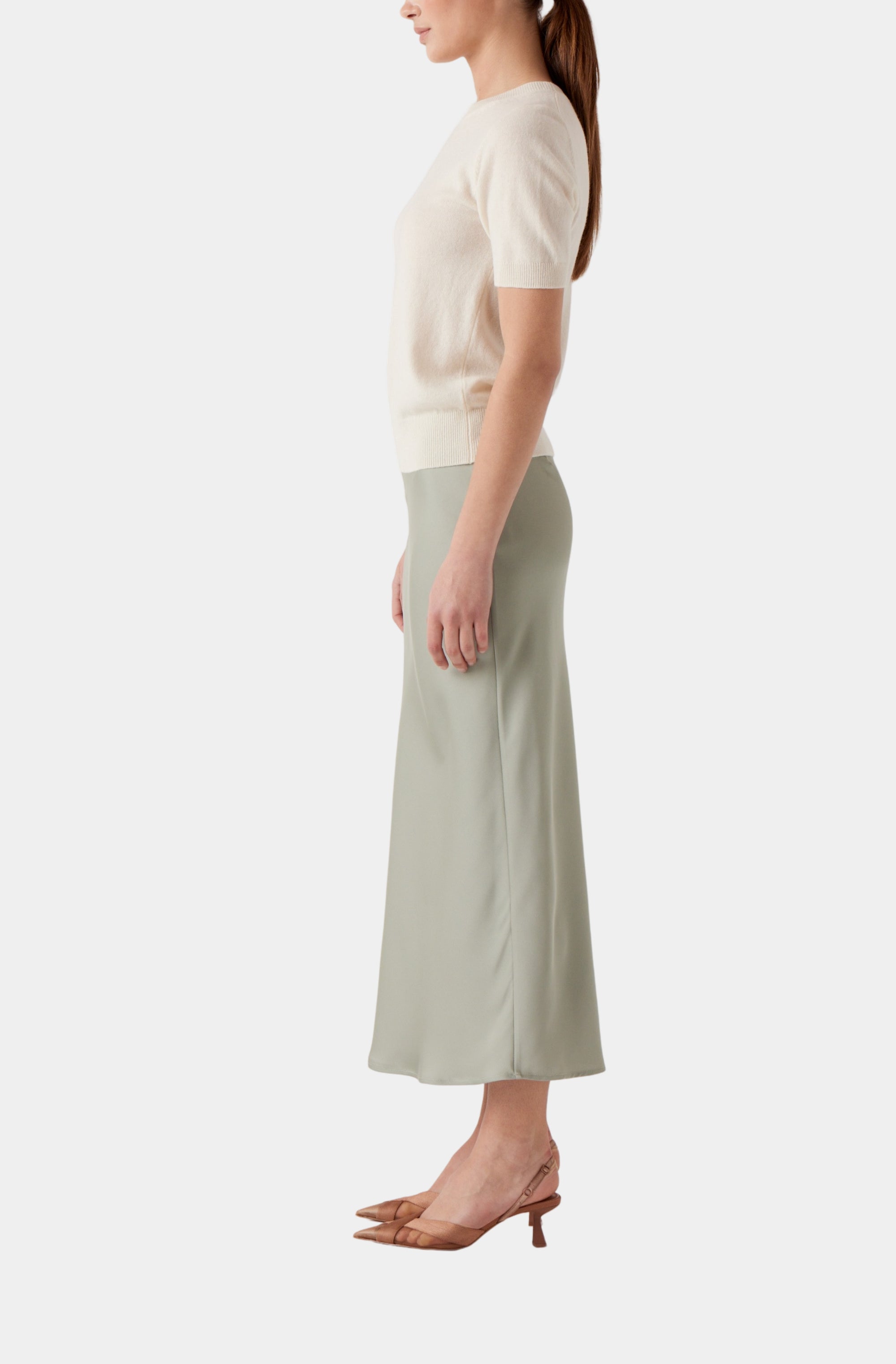 Ava Satin Midi Skirt