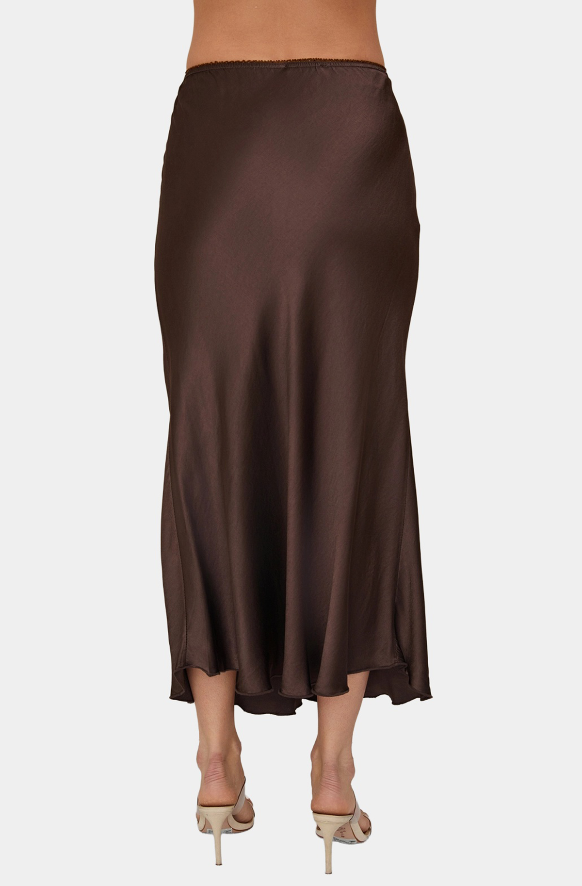Basics by Hemline The Slip Skirt in Chocolate Brown — back view